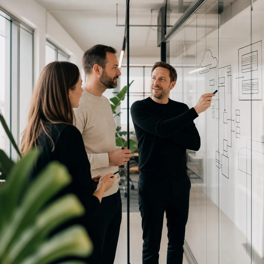 Webect Cloud Workshop und Architektur-Planung am Whiteboard