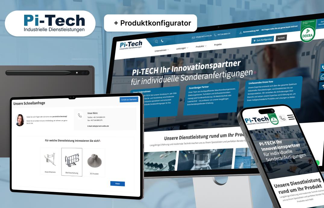 Von starr zu skalierbar – moderne Headless-Website für Pi-Tech GmbH mit Produktkonfigurator