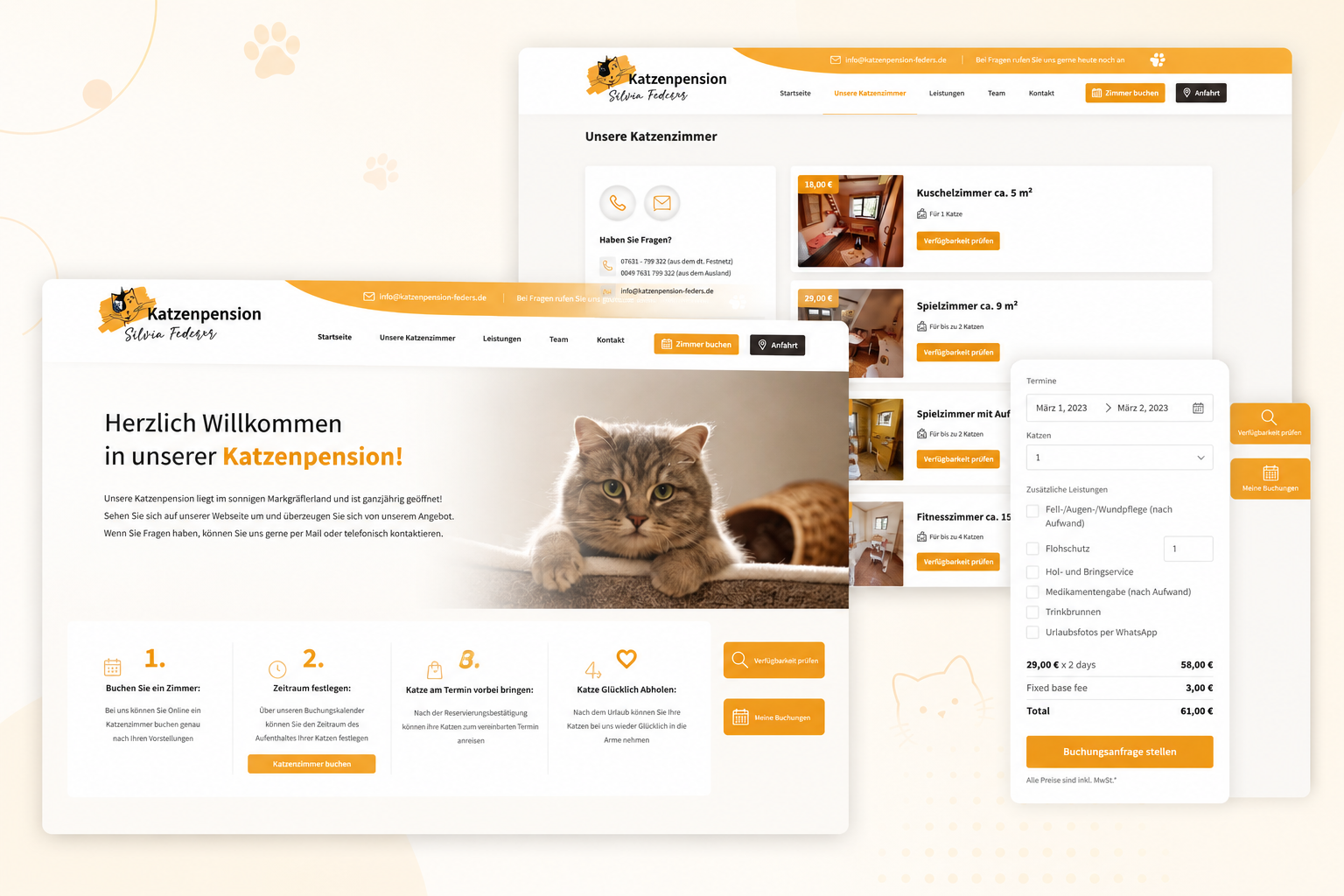 Von der Anfrage zur Buchung – digitale Plattform für Katzenpension Federer